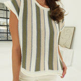 Harvesting Stripe Sweater - Olive/Taupe