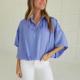 Playful Elegance Blouse - Dusty Blue