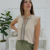 Walk The Line Top - Khaki