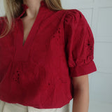Adaline Embroidered Blouse - Red