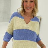 Sybil Striped Sweater Top - Blue