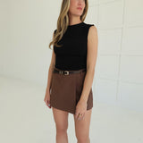 Naomi Belted Skort - Cocoa