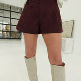 Jess Suede Shorts - Maroon