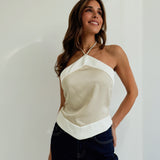 Inhibitions Contrast Halter - Sand/Ivory