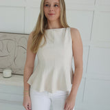 Few And Far Peplum Top - Cream