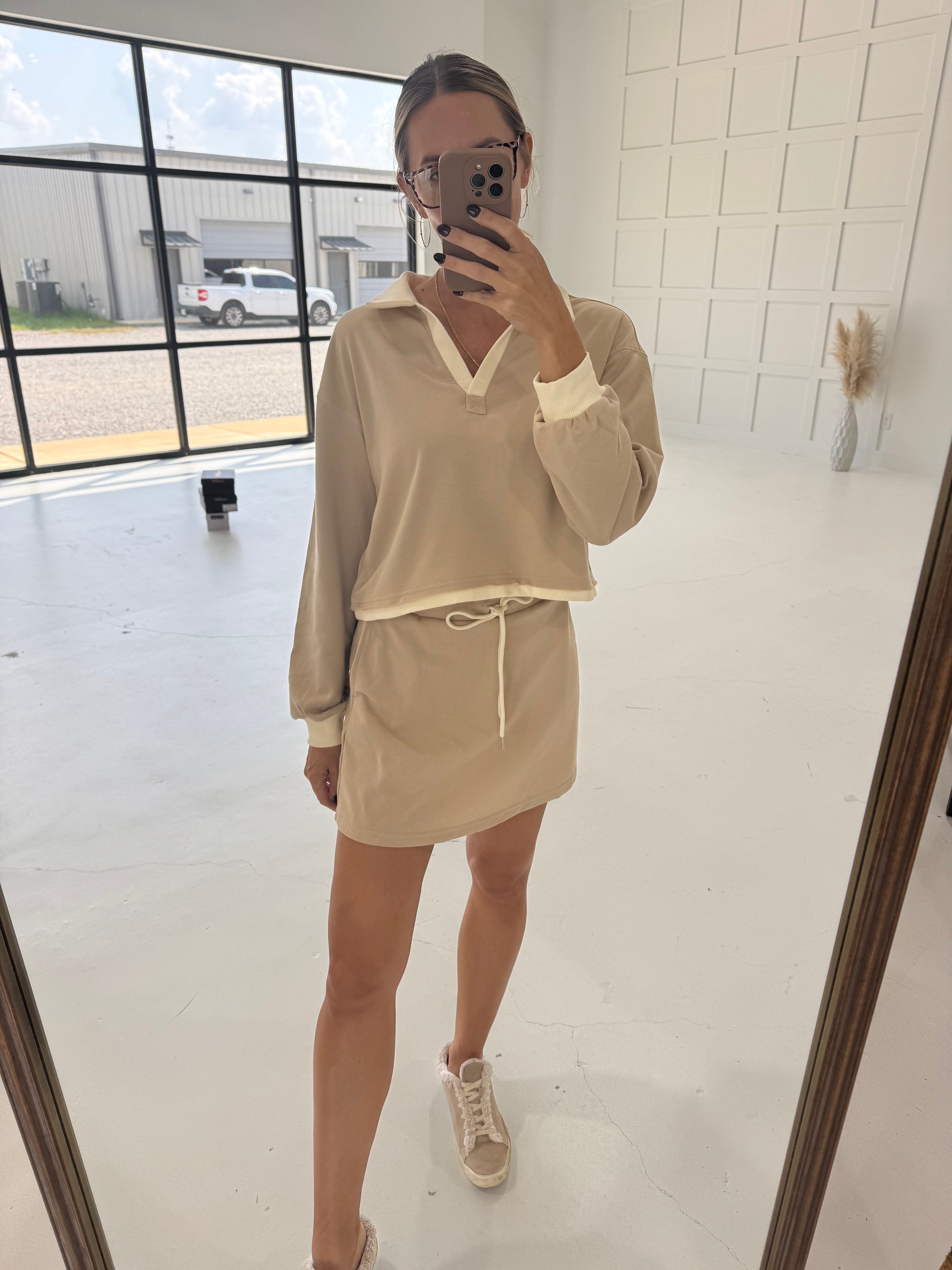 Taupe Skirt Set