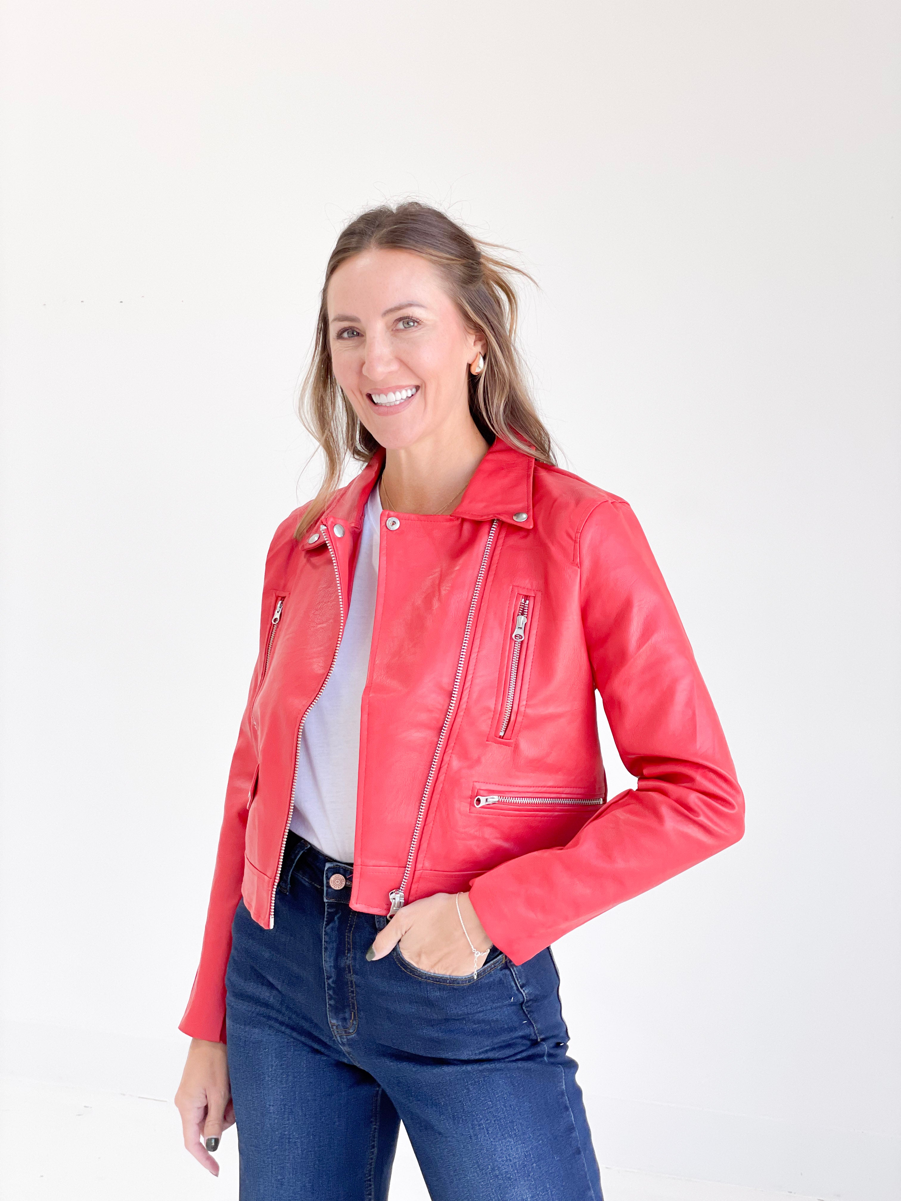 Tailgate Time Leather Jacket - Red