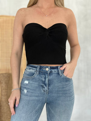 The Strut Cropped Tube Top - Black