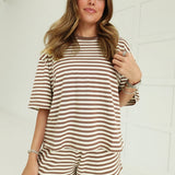 Drew Striped Set - Cream/Brown