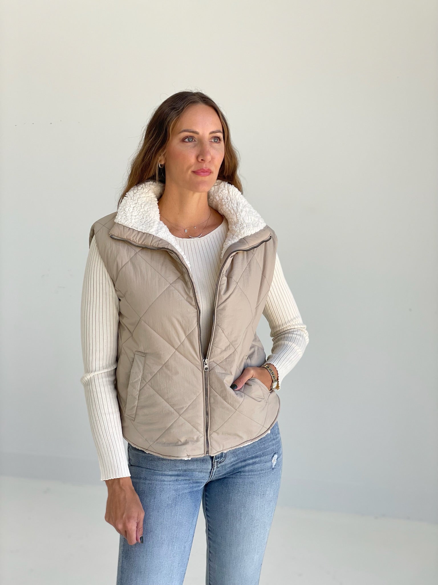 The Lodge Quilted Puffer Vest - Khaki