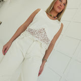 Edgy Lace Top - Cream