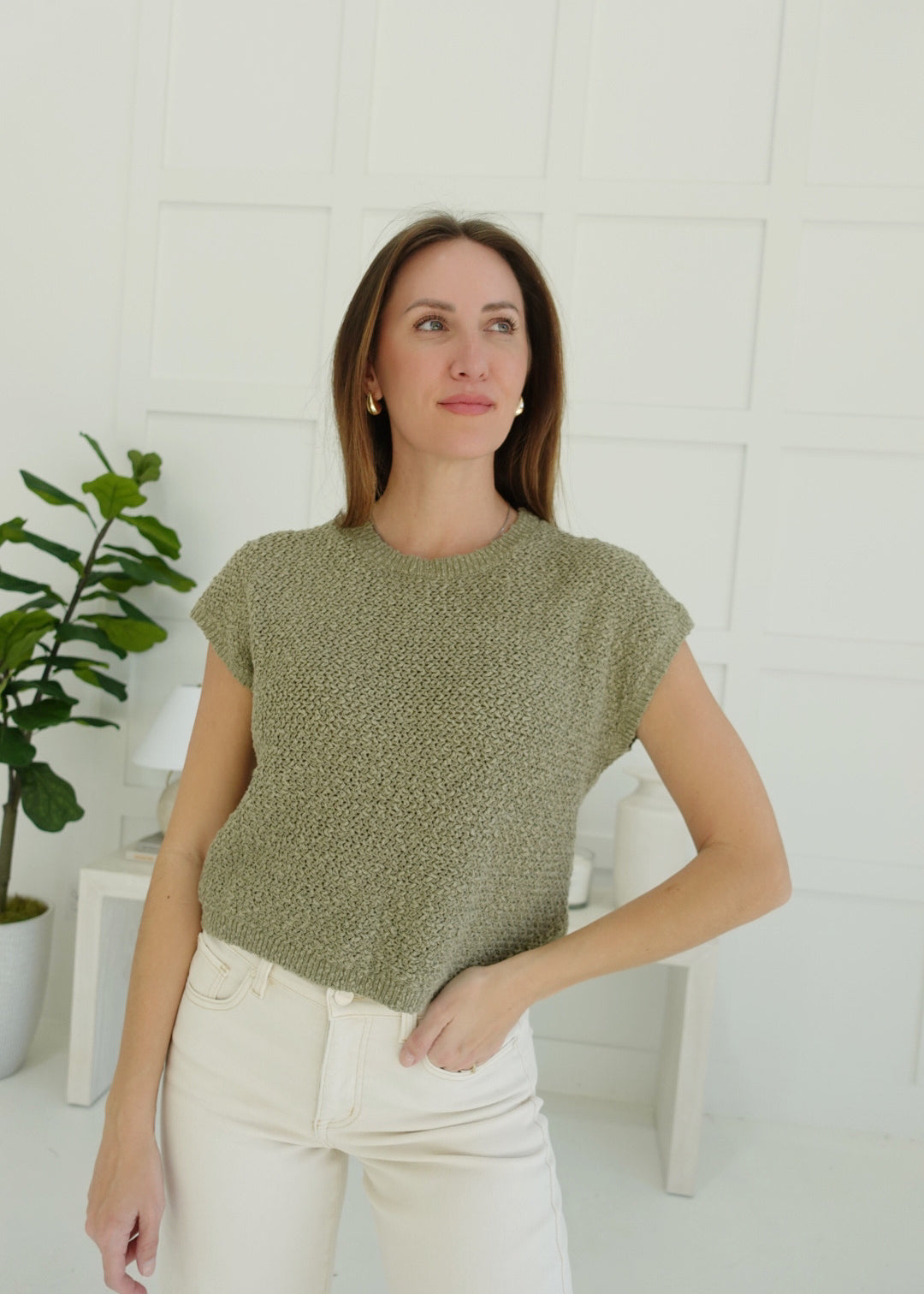 Tate Sweater Top - Olive