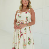 Tallula Midi Dress - Light Khaki Multi