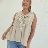 Shae Striped Knit Top - Khaki