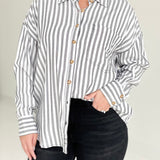 Muriel Striped Blouse - Charcoal