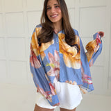 Riviera Palm Blouse - Blue