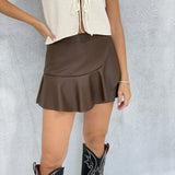 Chic Looks Mini Skort - Cocoa Brown