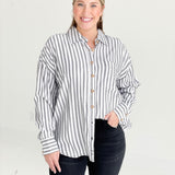 Muriel Striped Blouse - Charcoal