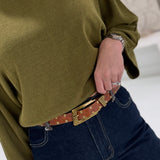 Edgy Studded Belt - Brown