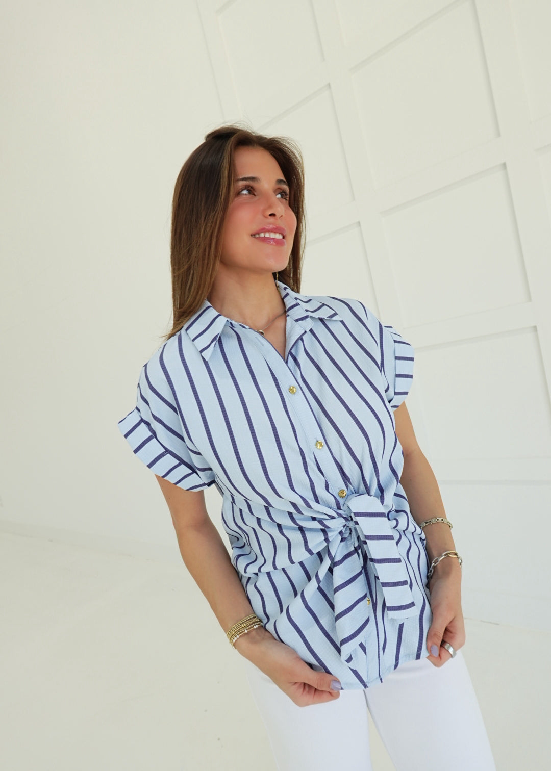 Ahna Striped Top - Blue