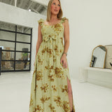 Enchanted Midi Dress - Taupe Multi