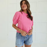 Verna Puff Sleeve Top - Pink