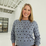 Winne Polkadot Cardi - Dusty Blue