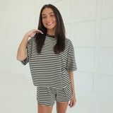 Drew Striped Set - Sand/Charcoal