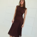 Meshing Around Midi Dress - Brown