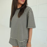 Drew Striped Set - Sand/Charcoal