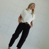 Overturned Mock Neck Sweater - Ivory