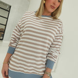 Ali Striped Set - Beige/Cream/Blue