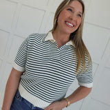 Scotty Collared Top - Dk Green