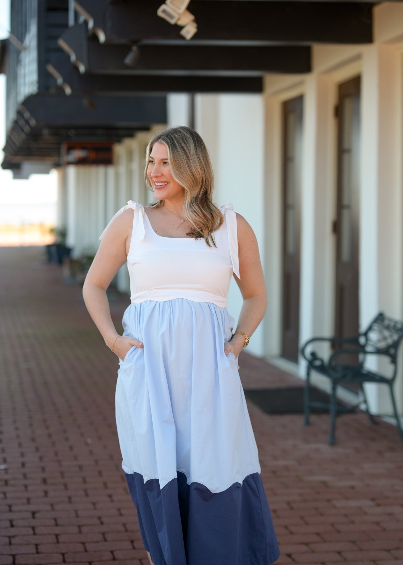 Lindy Midi Dress - Blue Combo