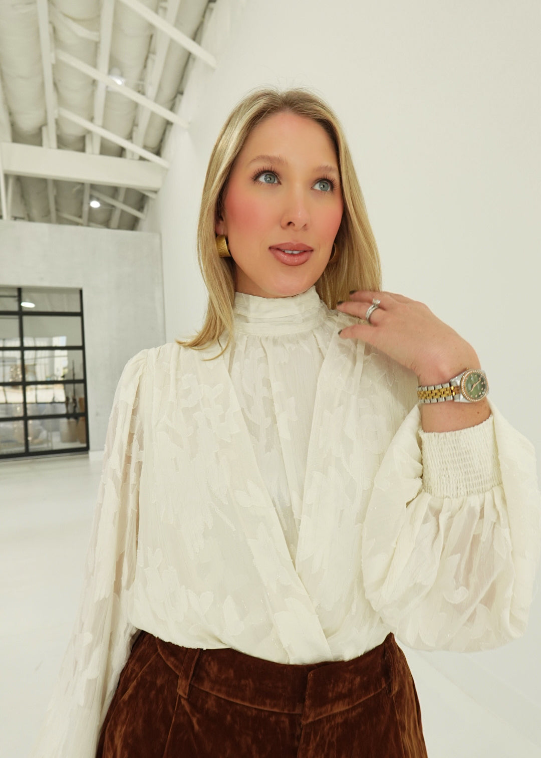 Chaste Jacquard Blouse