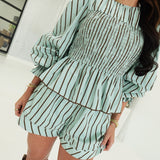 Ginny Striped Set - Mint/Brown
