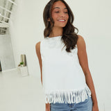 Fringe of Mine Top - White