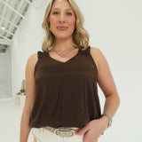 Hint of Ruffle Tank - Choco