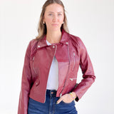 Tailgate Time Leather Jacket - Burgundy