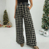 Plaid To Be Here Pants - Black/Taupe