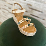 Bejeweled Espadrille Wedge - Bone