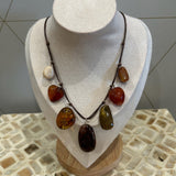 Corded Pebble Charm Necklace