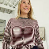 Homeroom Striped Cardi - Burgundy