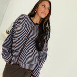 Lanie Striped Cardi - Dark Brown