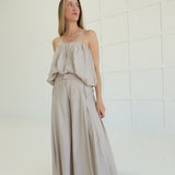Keely Bubble Top Set - Taupe