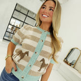 Saddle Knit Cardi Top - Mint