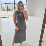 Yes Day Midi Shirt Dress - Charcoal
