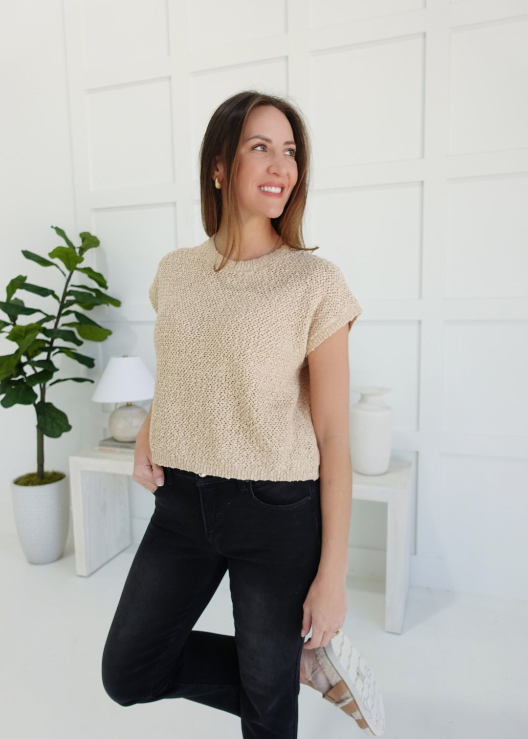 Tate Sweater Top - Khaki