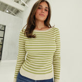 Verna Striped Sweater - Light Olive