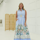 Palm Tree Breeze Dress - Blue